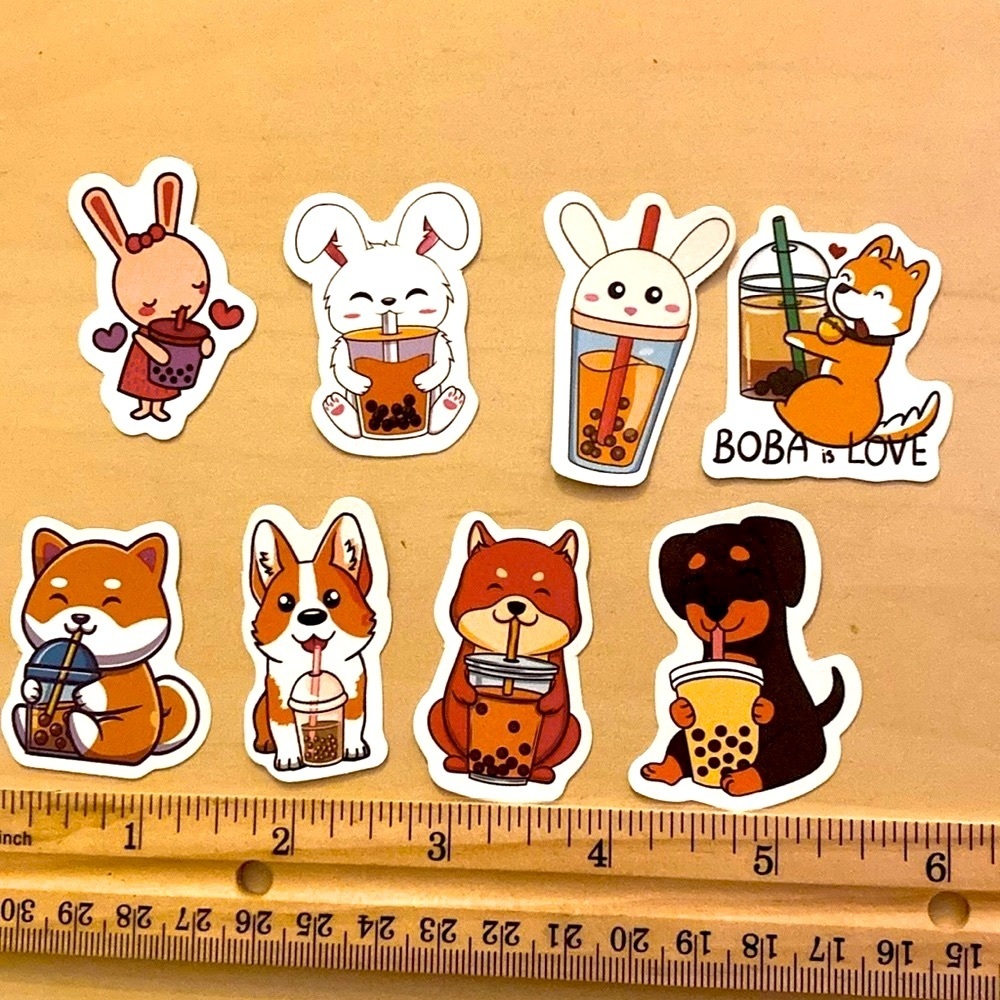 10/$10 or $1 BUNDLE:‎ (9) 5 Dogs + 3 Bunnies  who LOVE BOBA! 🐶 🐰 WATERPROOF!